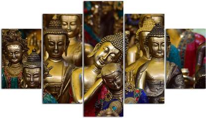 uDecore Beautiful Buddha Art Print Design Set of 5 MDF Framed Self Adhesive Panel Digital Reprint 17 inch x 30 inch Painting