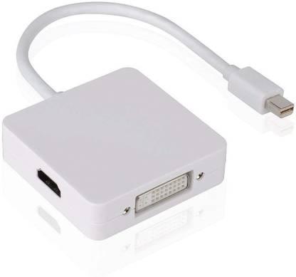 PremiumAV  TV-out Cable 3 in 1 Mini DisplayPort DP Cable to DVI HDMI DP Adapter (White) (MST-761-1_DR