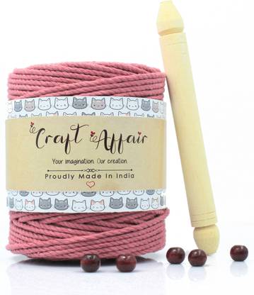 Craft Affair | 3ply Twisted Cotton Macrame Cord (200 M, 3mm) | Craft, DIY - Carrot Orange Carrot Orange