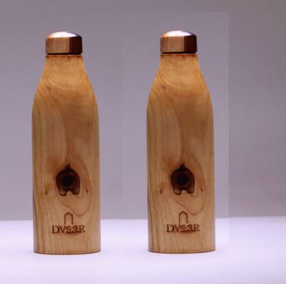 DVAAR THE WOODEN COPPER BOTTLE(Teak wood) COMBO 1000 ml Bottle