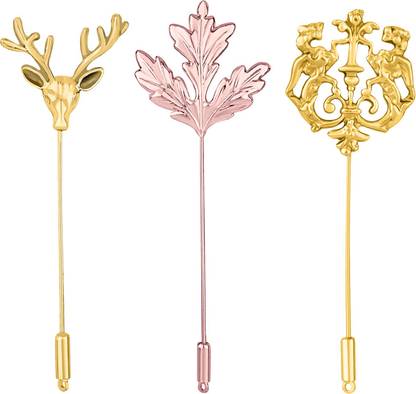 mahi Trendy Combo of Lion, Mapel Leaf and Deer Lapel Pin\Brooch Brooch