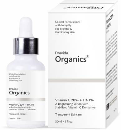 Dravida Organics Vitamin C Face Serum for Glowing Skin, 30 ml | Highly Stable & Effective Skin Brightening Vit C Serum For Women & Men