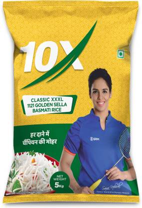 10x Classic XXXL 1121 Golden Sella Basmati Rice, Yellow Basmati Rice (Full Grain, Parboiled)