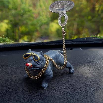 VOCADO PITBULL FOR CAR DASHBOARD BULL DOG PITBULL BULLY SMOKING DOG WITH CHAIN. Decorative Showpiece  -  14 cm