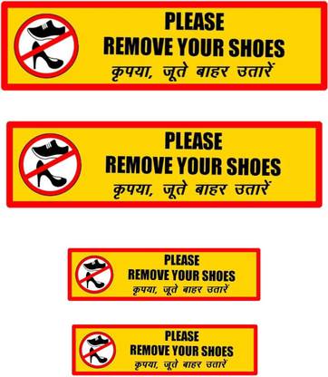 HindK Store 25.4 cm PLEASE REMOVE YOUR SHOES STICKER IN HINDI Self Adhesive Sticker