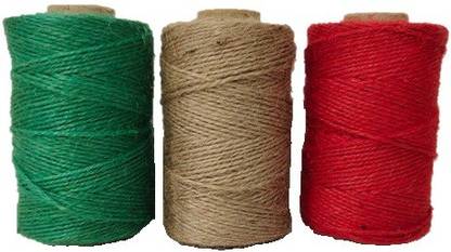 Century Crafter's Natural Jute Twine String Rope Roll, 2 ply 100 m/328 Feet Each Color (Pack of 3)