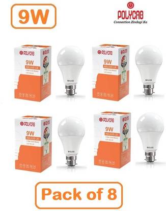 Polycab 9 W Basic Round B22 LED Bulb
