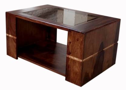 FLYWOOD Wooden Sofa Center Table For Living Room | Centre Table For Hall Drawing Room Glass Coffee Table