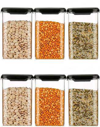 jay gatrad seller Plastic Plastic Square Container Set for Kitchen Storage - 1100ml Containers (Set Of 6) Storage Basket