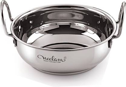 NEELAM Stainless Steel 12 (22G) Induction Bottom Kadai, 1500 ML Induction Bottom Cookware Set