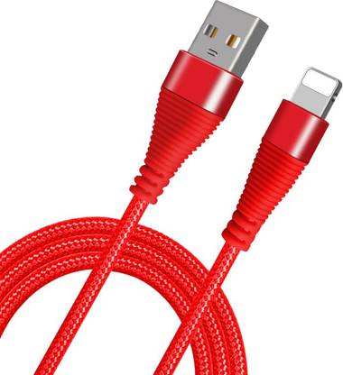 Danone Lightning Cable 1.25 m MB 018 Lightning to USB Cable (1.25 m) (Compatible with Mobile, Red, One Cable)