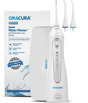 ORACURA Smart Water Flosser OC001 with Protective Case | Portable and USB cable Rechargeable | IPX7 Waterproof | 3 Modes | Water Flossing for Home and Travel, Braces & Bridges Care, Blue tank