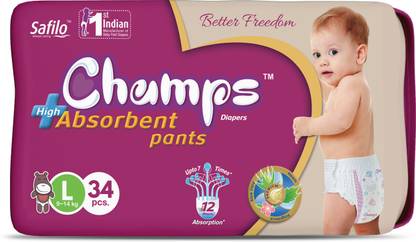 Champs High Absorbent Baby Diaper Pants|Pack of 1 - L