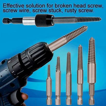 kts12 Bolt Extractor Arbors Tool Kit Fine Thread Bad Screw Stud Remover 6 PCS Damaged Screw and Broken Bolt Extractor Set with 1/4