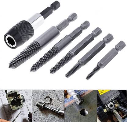 uptodatetools Broken Bolt Extractor Set with 1/4 Change Kit Fine Thread Bad Screw Stud Remover