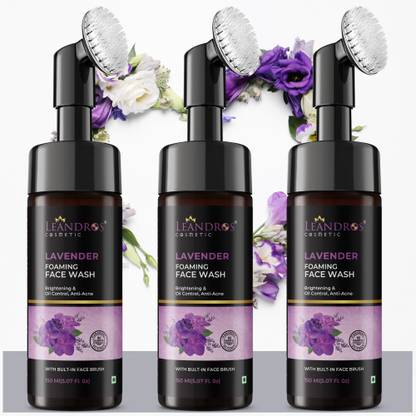 leandros Lavender Brightening Foaming  for men and women| ( 150 ml ,Pack of 3) Face Wash