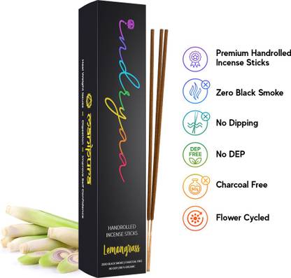 INDRYAA Lemongrass Premium Organic Incense Sticks with Holder Lemongrass