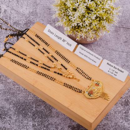 Brado Jewellery Combo of 3 Traditional 30 inch and 18 inch Mangalsutra for Women Brass Mangalsutra