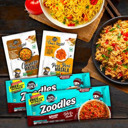 Tasty Ninja Zoodles with Masalas Combo Instant Noodles Vegetarian