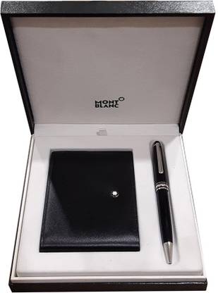Montblanc SET MEISTERSTÜCK BLACK PLATINUM-COATED CLASSIQUE BALLPOINT PEN & WALLET 6CC Ball Pen