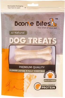 Boonie Bites 4 Inch 2 pcs White Digestible Rawhide Pressed Bone For Dogs Mutton Dog Chew
