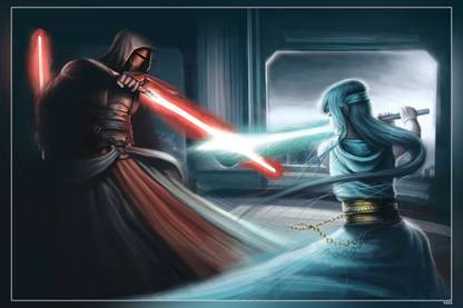 Star Wars Lightsaber Fighting Darth Revan Movie Matte Finish Poster Paper Print