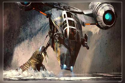Star Wars The Mandalorian Spaceship Frescoes Matte Finish Poster Paper Print