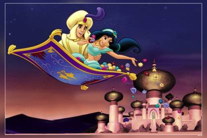 Princess Jasmine And Aladdin Flying Carpet Matte Finish Poster Paper Print