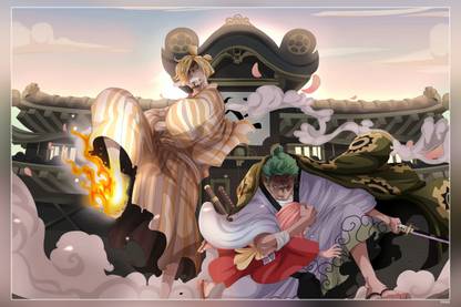 One Piece Roronoa Zoro Sanji One Piece Toko One Piece Anime Series Matte Finish Poster Paper Print