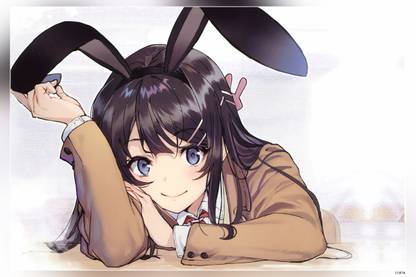 Anime Rascal Does Not Dream Of Bunny Girl Senpai Animal Ears Blue Eyes Mai Sakurajima Hd Matte Finish Poster Paper Print