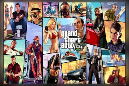 Gta V - Video Game Matte Finish Poster Paper Print