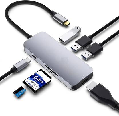 Bestor USB C Hub, USB Type C Hub 7 in 1 Thunderbolt 3 Hub with 4K HDMI, USB-C 7 IN 1 USB Hub
