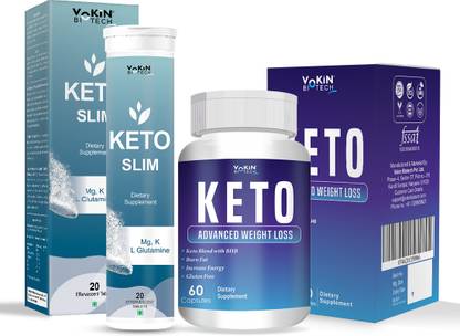Vokin Biotech Keto Advanced 60 Caps With keto Slim Effervescent Water Soluble 20 Tab Free