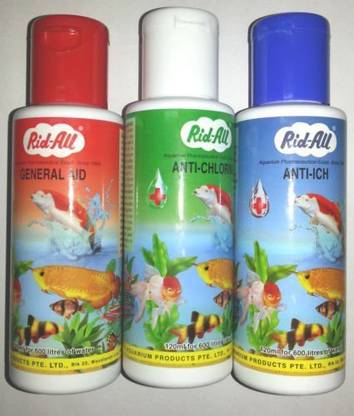 aqualyf pets Rid All 3 in 1 Fish Medicine Pack 120Ml Each(Anti Chlorine,Anti Ich,General Aid) Aquatic Plant Fertilizer