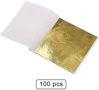 GOLDEN STAR WARAQ CO. 100 Sheets Gold Leaf Gliding Foil for Gliding, Resin Art, Decoration & Crafting