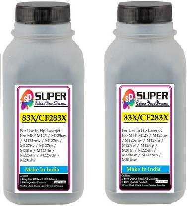 SUPERC 83A / 83X / CF283X Refill Toner Powder Pack Of 2 With Nozlle 70gms Each Black Ink Toner Powder