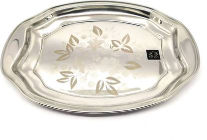 Nyra Stainless Steel Designer Tray with Laser Print Available in 5 Different Sizes Tray