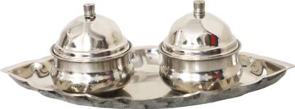 KPY COLLECTIONS Stainless Steel Small Boat Shaped kunguma chimil Stainless Steel