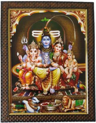 SVC Handicrafts Lord Shiva Family Shiva Parivar Photo Frame for Pooja Religious Frame