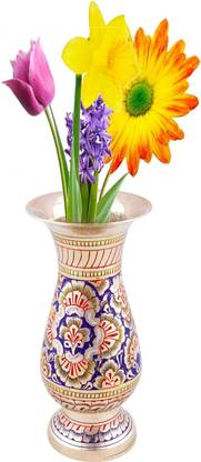 हैलोविशेस Pure Brass Meenakari Work Flower Vase Handicraft पीतल वास