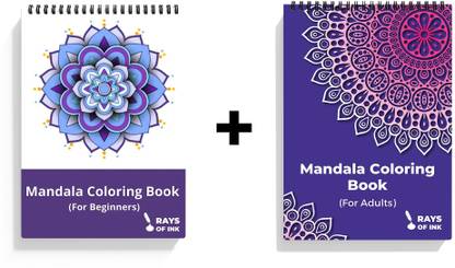 Rays Of Ink Mandala Coloring Book Combo For Young and Adults | Ideal For Stress Relieving Sketch Pad