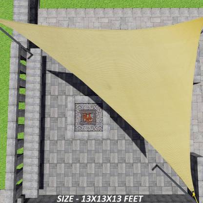 Duronet Decorative Shade Sail Triangle(90-95%)UV &Sun Blockage for Outdoor 13X13X13 Feet Tent - For Car Parking,Garden,Children Play Areas, Verandas, Lawn,Balcony With SS Hook & Rope