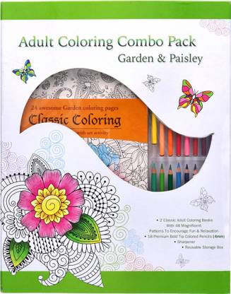 NAVNEET Adult Coloring Combo Kit for Art (Classic Coloring Book and Color Pencil)