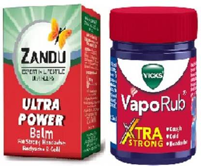 ZANDU Ultra Power Balm 8 ML (Pack Of 1) Vicks Vaporub Xtra Strong 25 ML ( Pack Of 1)