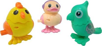 SR Toys Key Operated Toys Jumping Sparrow,Duck & Chick (Set of 3) Multi Color Rattle