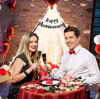 party assets White Decoration Net With Led Fairy Lights And Balloon Combo