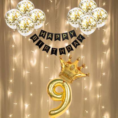 FLICK IN 9th Birthday Decoration Girls Ninth Birthday Decorations Items Boys Party Decor