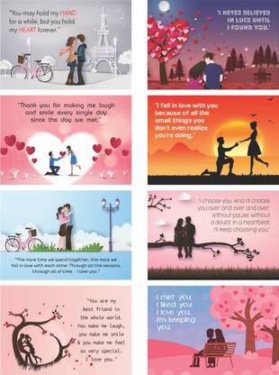 CLICKEDIN 8 Pcs Valentine Love Cards, Perfect for Valentine, Birthday, Anniversary, Love Greeting Card