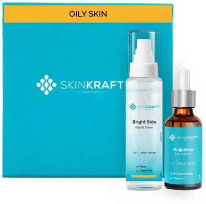 Skinkraft Advanced Skin Brightening Toner-Face Serum Combo -Brightside Facial Toner-100ml and Brightening Face Serum For Oily Skin-30 gms