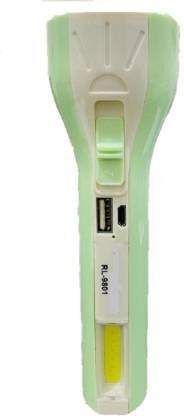 AKR LED Torch Rechargeable Flashlight 10w , On/ Off Switch , COB, With Power Bank Rechargeable torch ( GREEN ) Torch